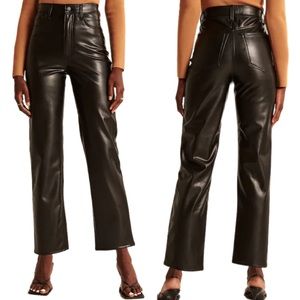 Abercrombie & Fitch Vegan Leather Ankle Straight Pant
